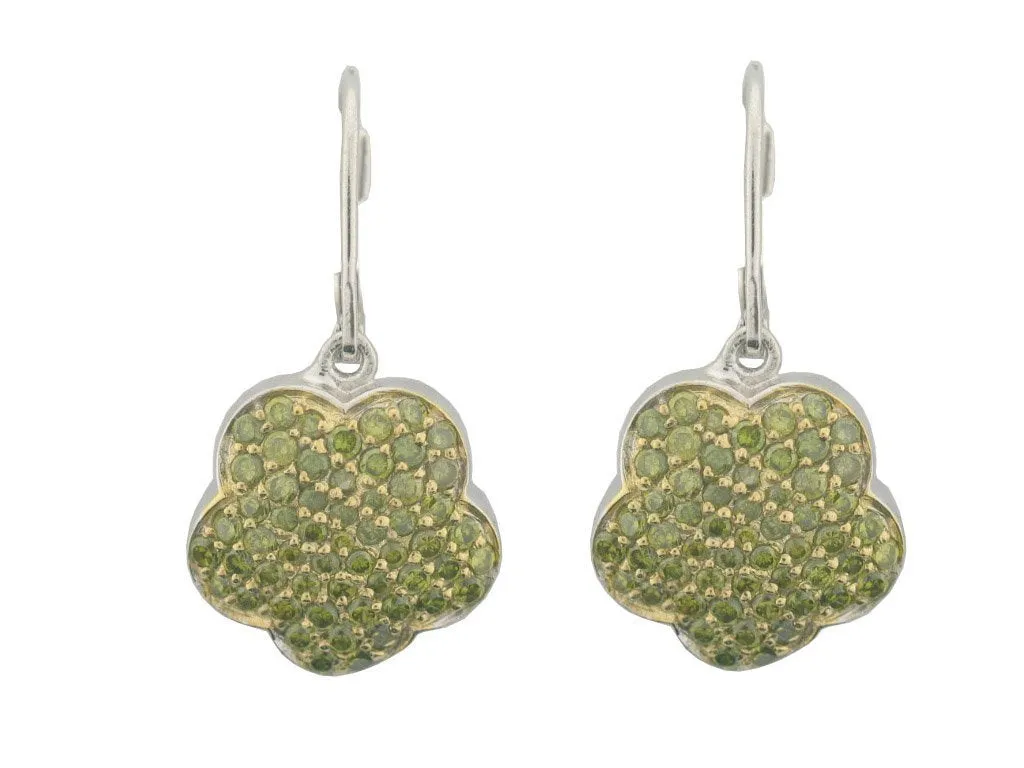 Lime Green Clover Earrings