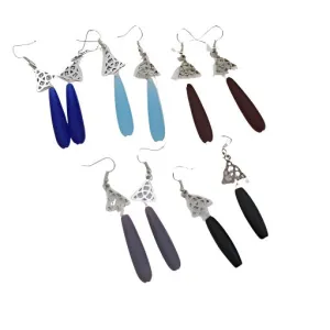 Long Teardrop Sea Glass & Charm Earrings