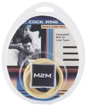 M2m Nitrile Cock Ring - Pack Of 3 Nude