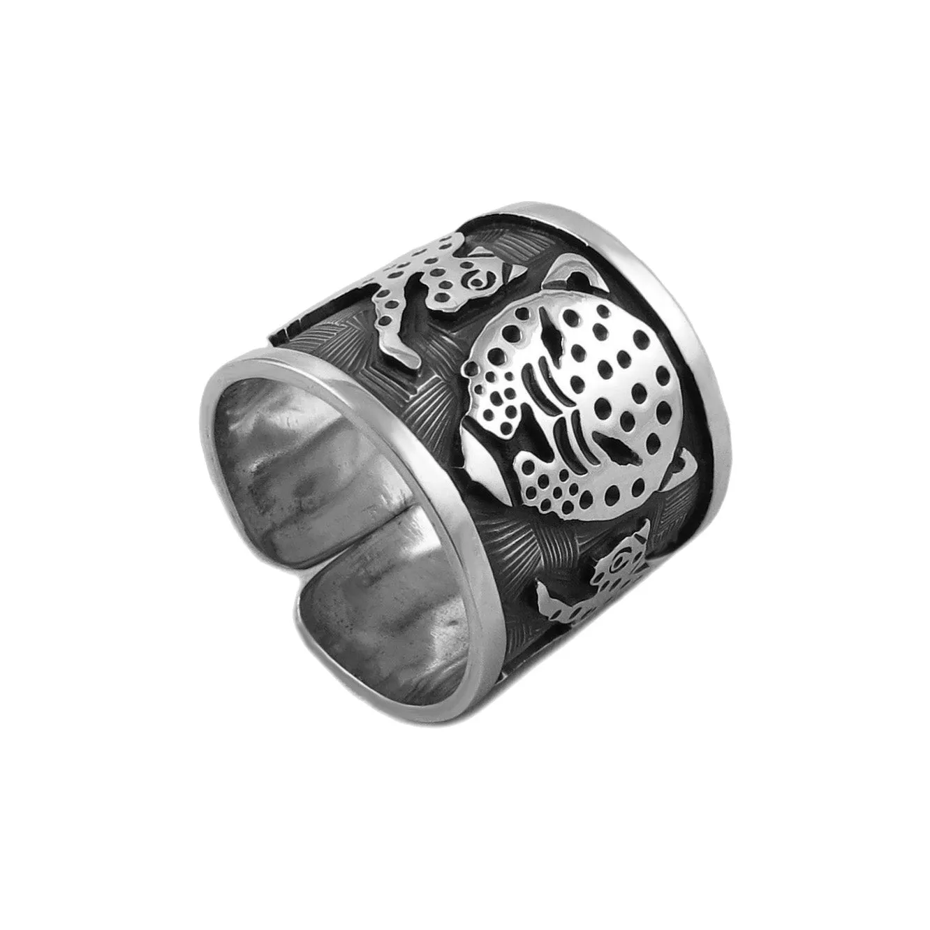 Maria Belen Silver Jaguar Animal Adjustable Size Ring
