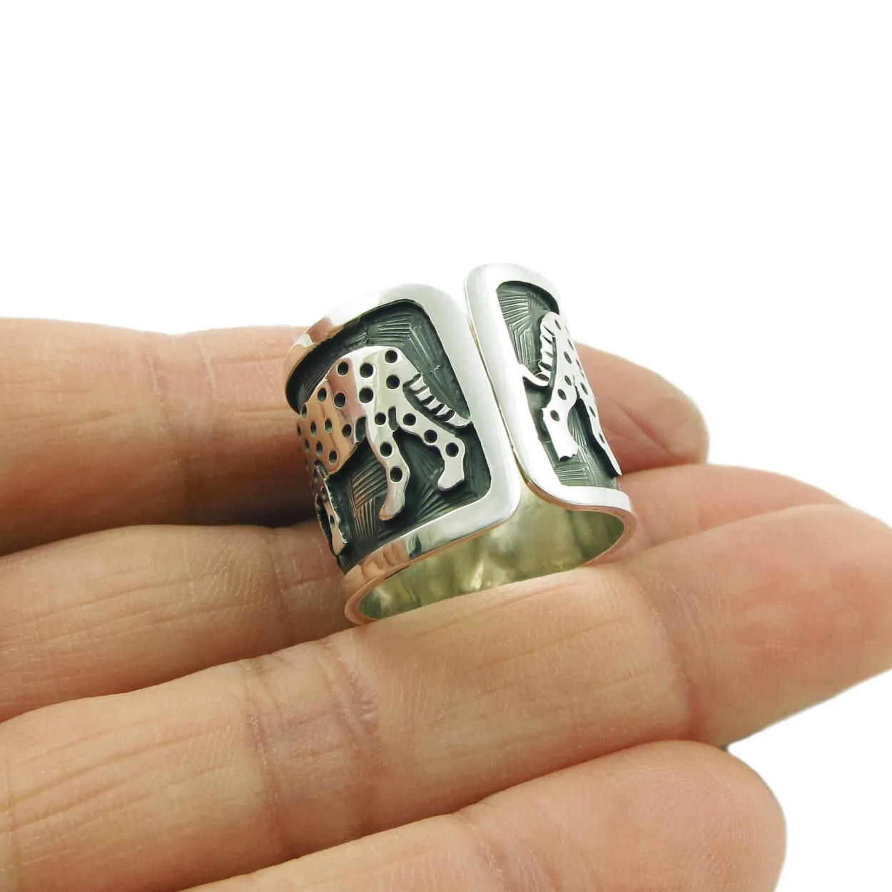 Maria Belen Silver Jaguar Animal Adjustable Size Ring
