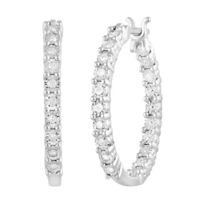 Miracle Inside Out Hoop Earrings with 0.10ct of Diamonds in Sterling Silver
