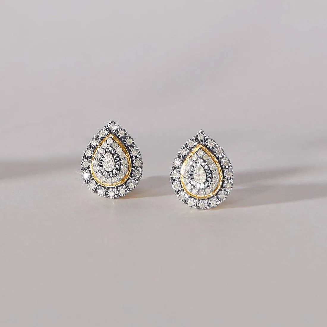 Miracle Pear Halo Earrings with 1/5ct of Diamonds in 9ct Yellow Gold