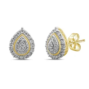 Miracle Pear Halo Earrings with 1/5ct of Diamonds in 9ct Yellow Gold