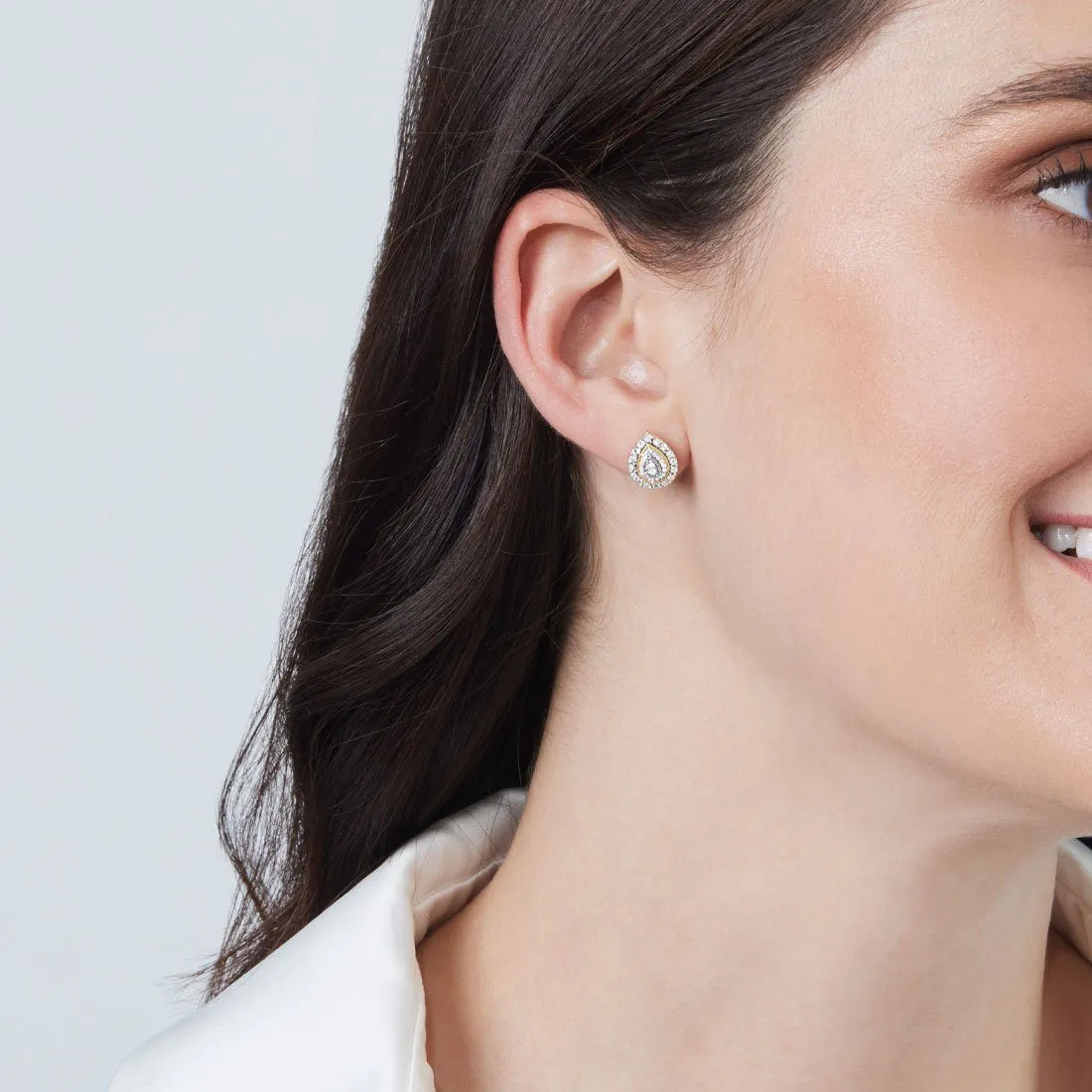 Miracle Pear Halo Earrings with 1/5ct of Diamonds in 9ct Yellow Gold
