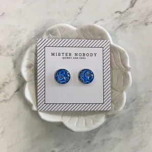 'MISTER NOBODY' Earring - Blue & Red Flowers