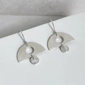 Modernist Semi Circle Curve Top Drop Earrings