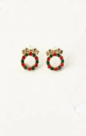 Multicolor Holiday Wreath Studs