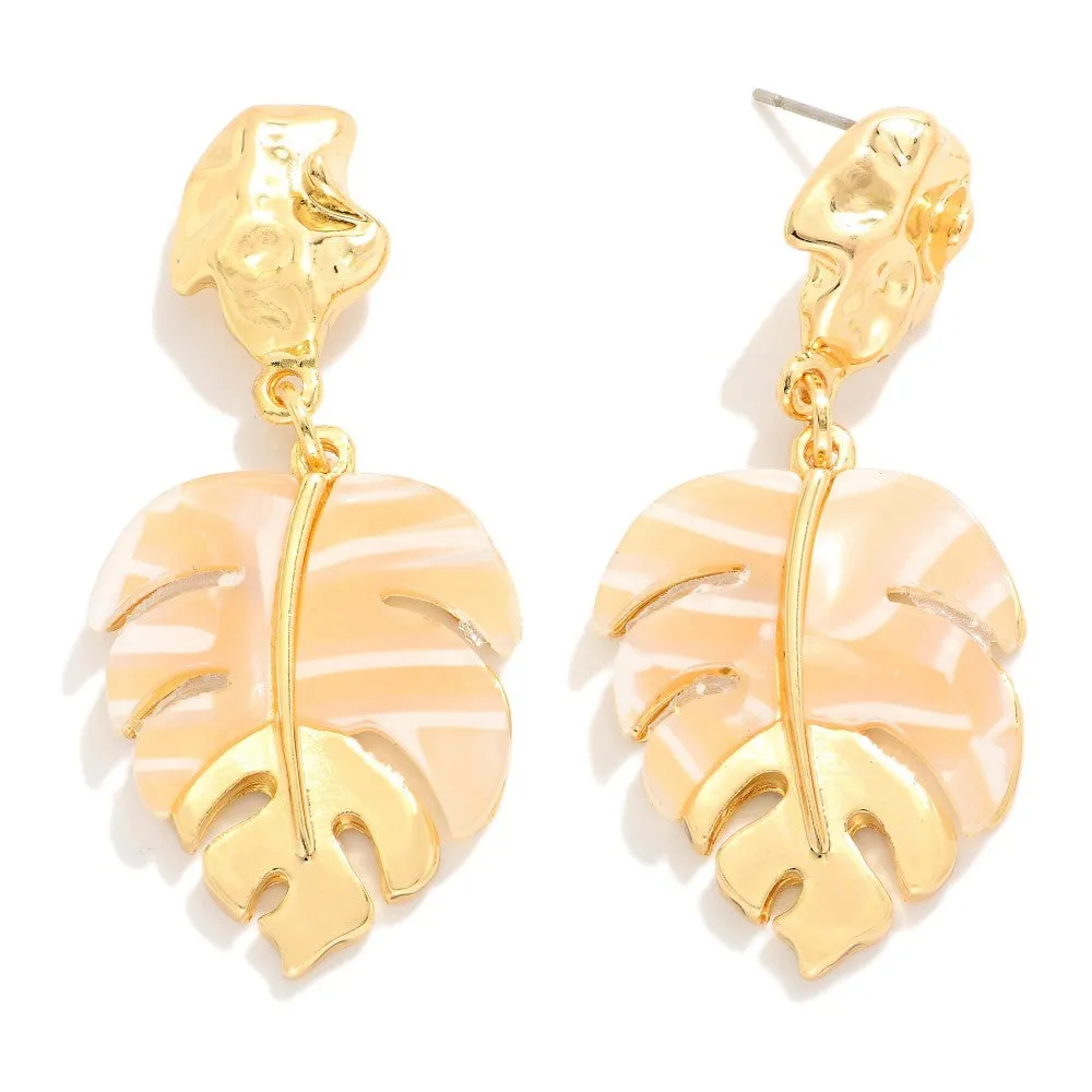 Natural Acrylic Leaf Earrings