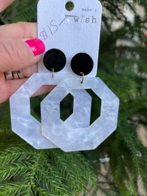 Octagon Acrylic Resin Black & White Earrings