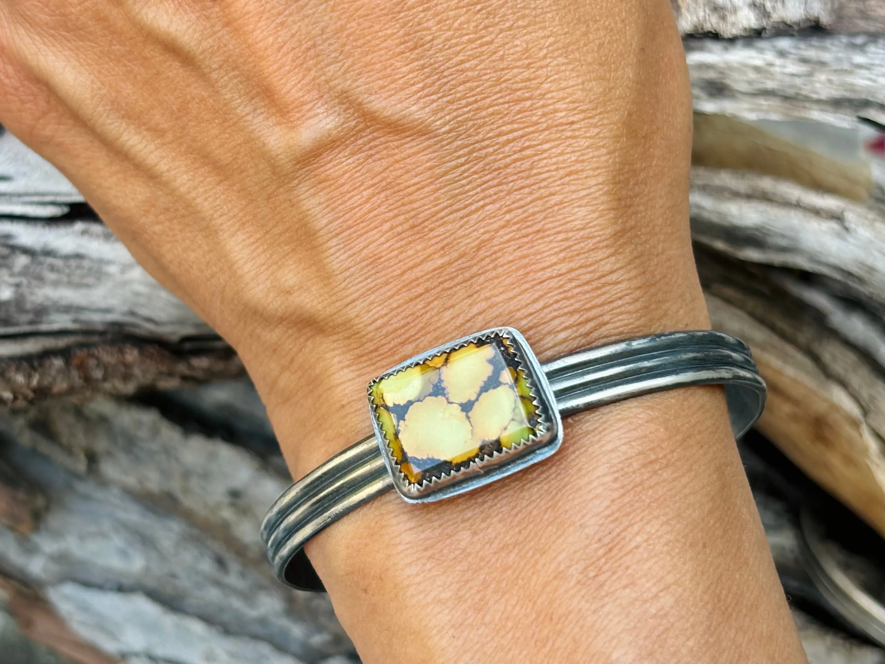 Open Cuff Sterling Silver Turquoise Bracelet # 9
