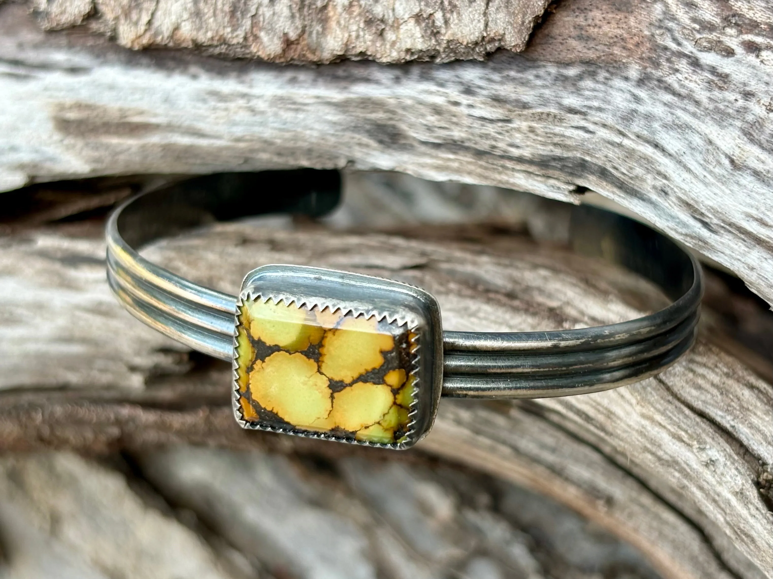 Open Cuff Sterling Silver Turquoise Bracelet # 9