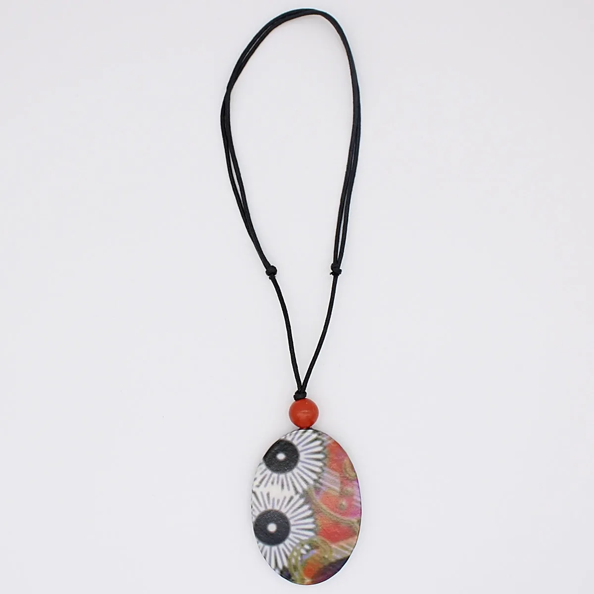 Orange Flower Decoupage Pendant