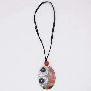 Orange Flower Decoupage Pendant