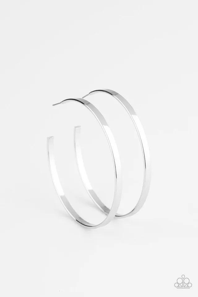 Paparazzi Earring ~ Lean Into The Curves - Silver