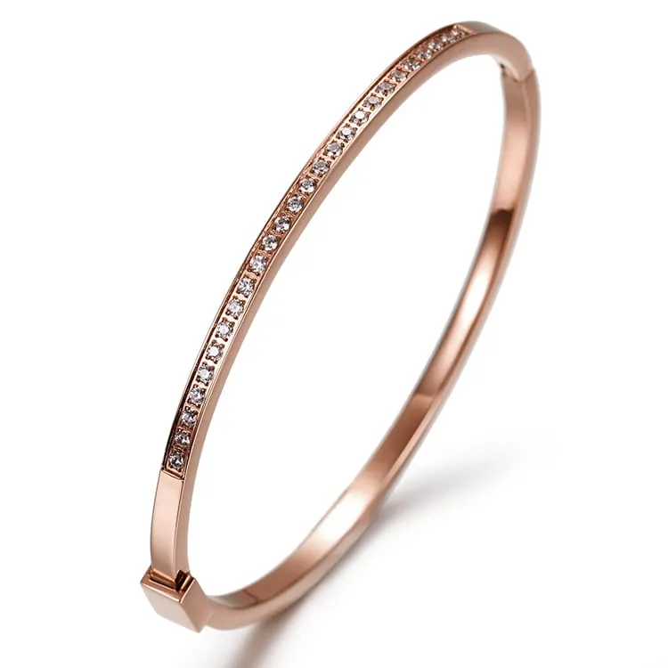 Pave Bangle Rose Gold Finish