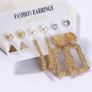 Pinapes Latest Stylish Combo Design Pairs Metal Earrings for Women and Girls (6 Pairs)