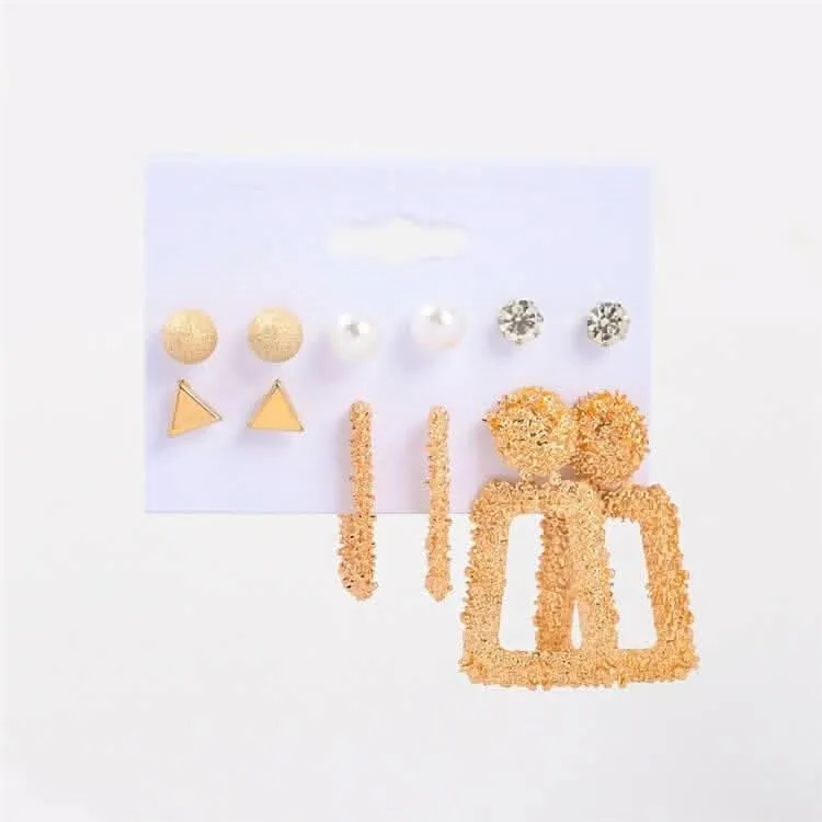 Pinapes Latest Stylish Combo Design Pairs Metal Earrings for Women and Girls (6 Pairs)