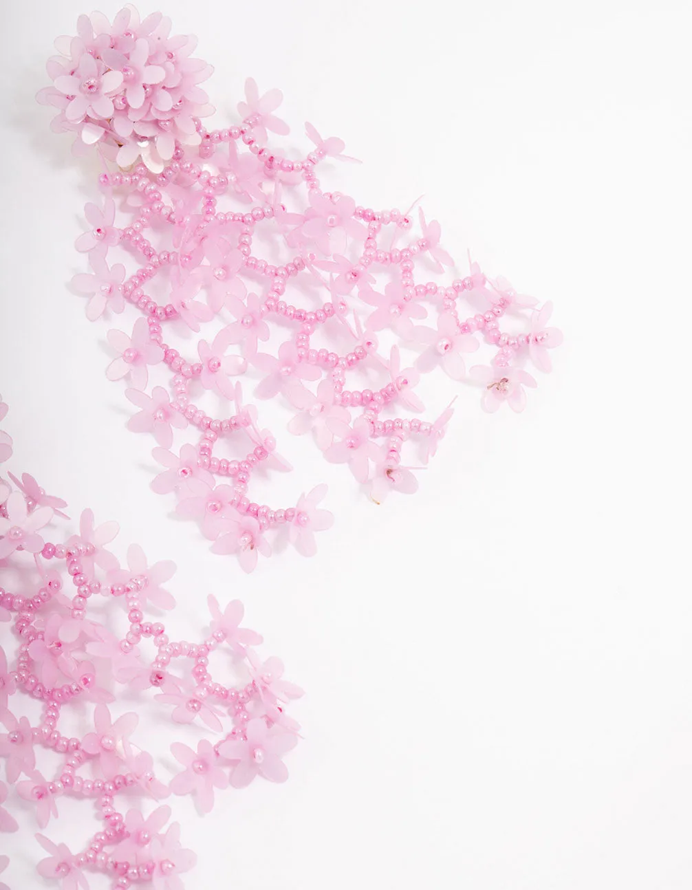 Pink Cluster Flower Drop Earrings