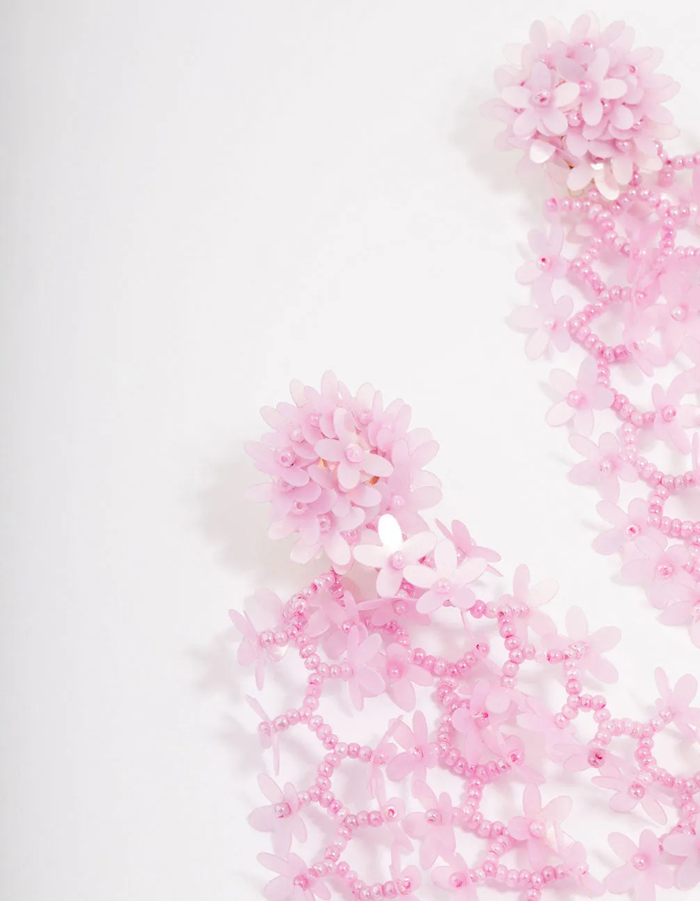 Pink Cluster Flower Drop Earrings