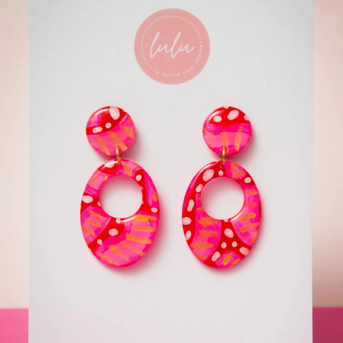 Pink Pulse Dangle Resin Earrings