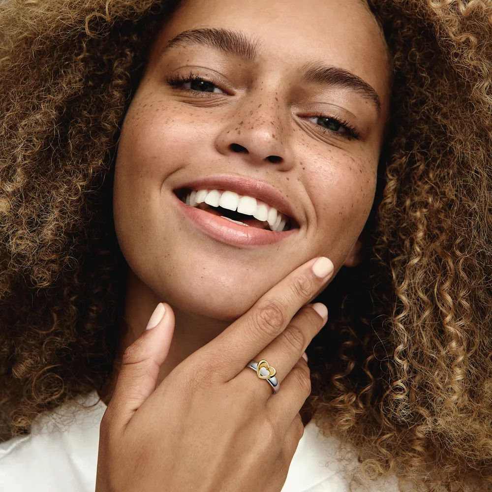 Radiant Two-tone Sliding Heart Ring