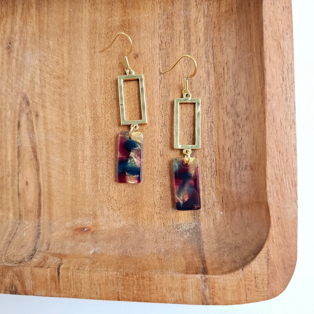 Raya Earrings | Golden Navy Maroon