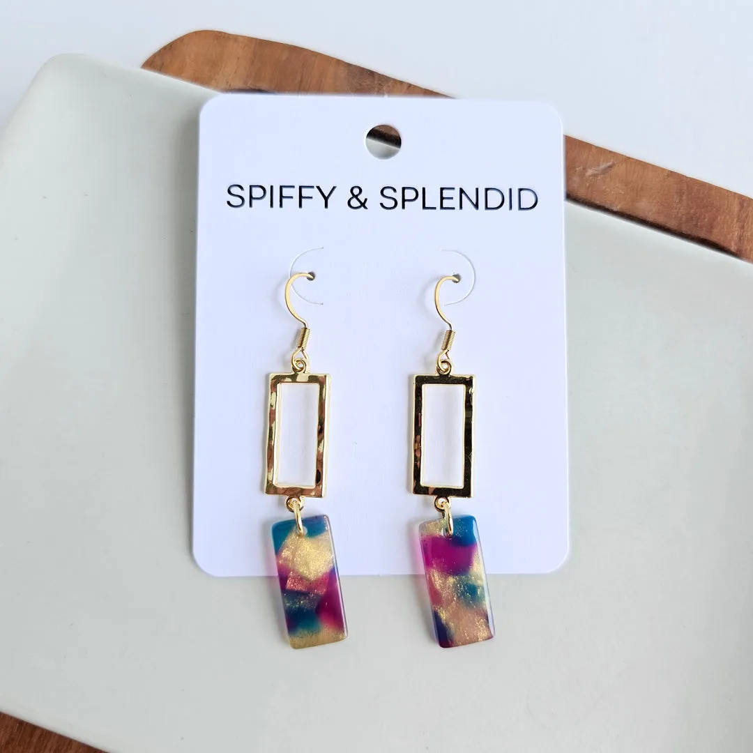 Raya Earrings | Golden Navy Maroon