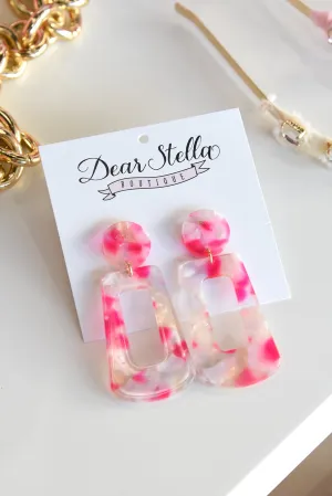 RECTANGLE ACRYLIC EARRINGS -PINK