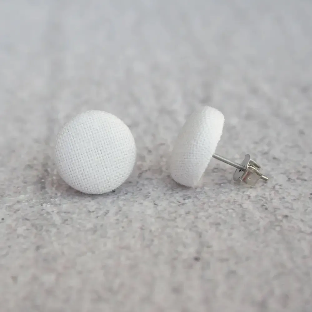Retro Rainbow Fabric Button Earrings | Handmade in the US