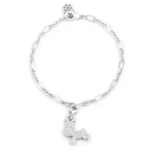 Rudy 0.25ct CZ Rhodium Reindeer Charm Bracelet