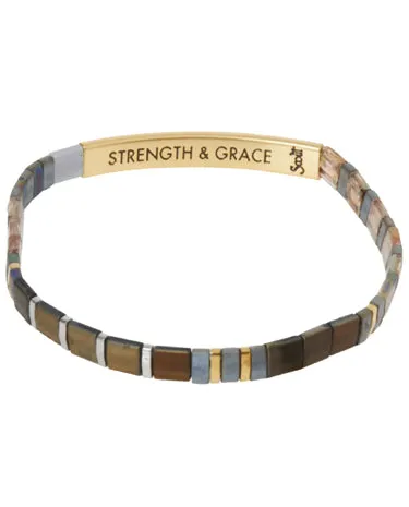 Scout Curated Wears - Good Karma Miyuki Bracelet - Strength & Grace - Gunmetal/Gold