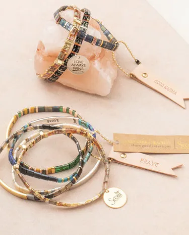 Scout Curated Wears - Good Karma Miyuki Bracelet - Strength & Grace - Gunmetal/Gold