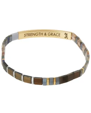 Scout Curated Wears - Good Karma Miyuki Bracelet - Strength & Grace - Gunmetal/Gold