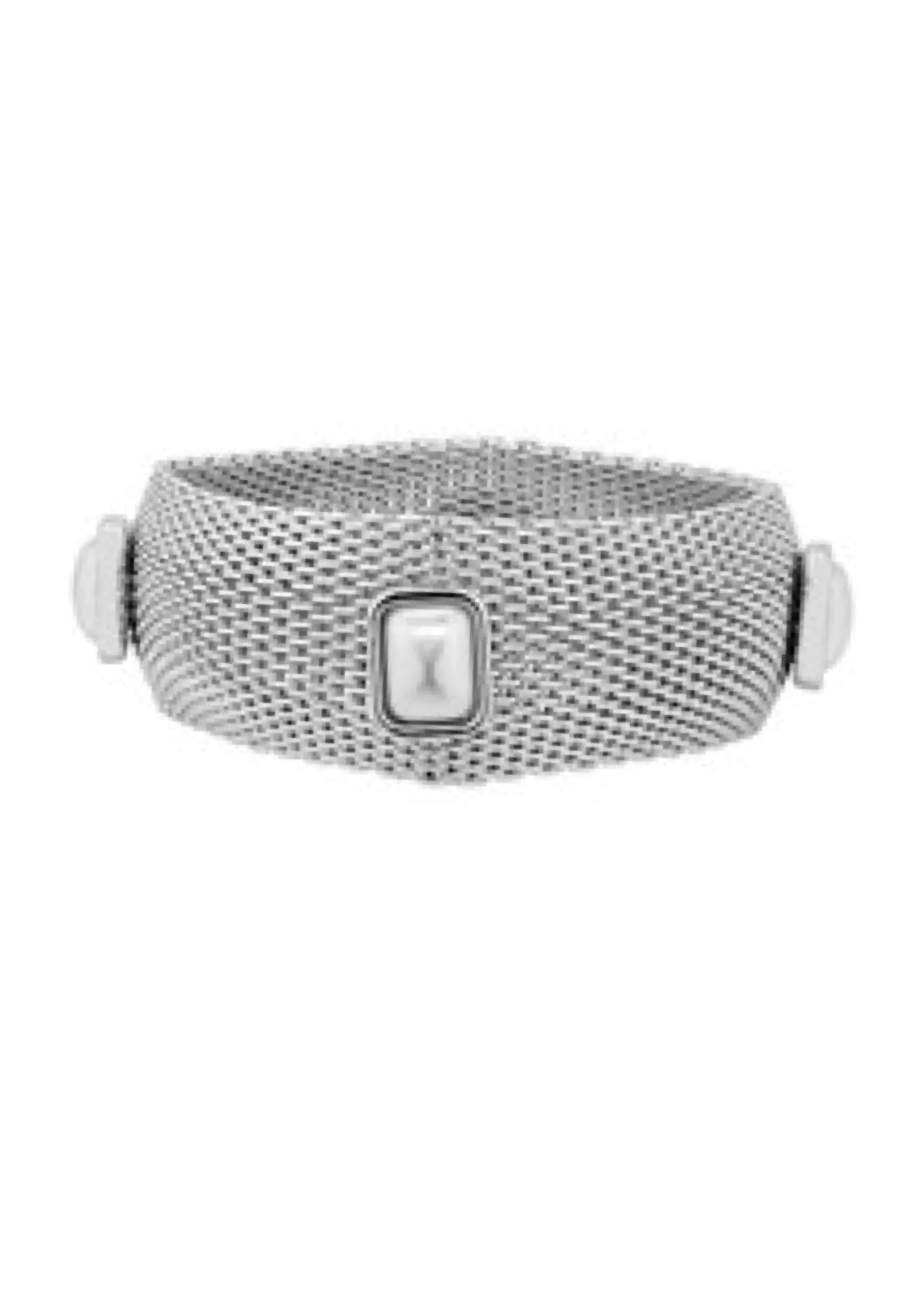 Silver Cuff Bracelet with Silverrain Pearl