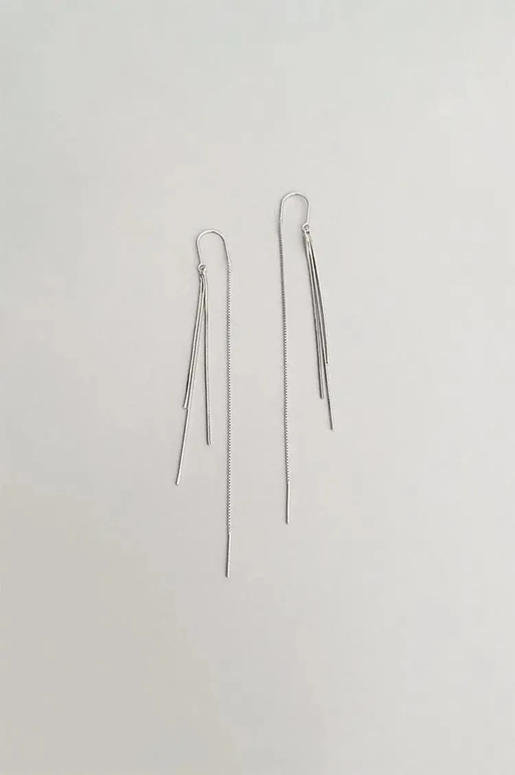 Silver Tassel Drop Earrings