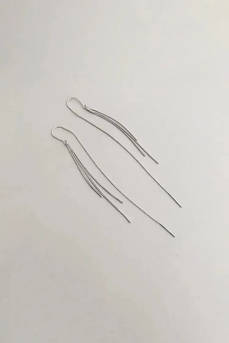 Silver Tassel Drop Earrings