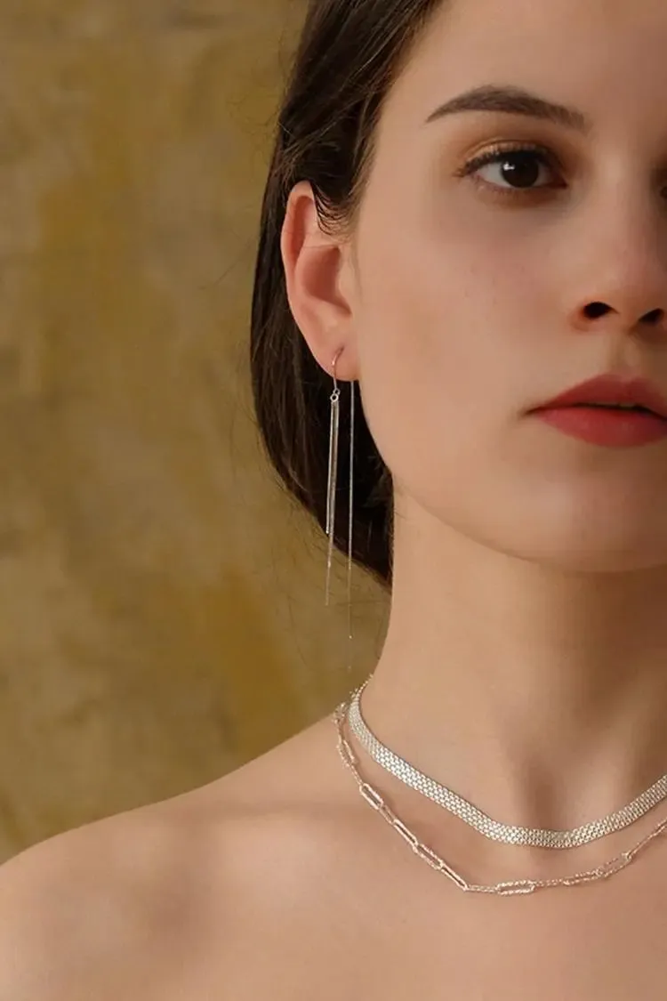 Silver Tassel Drop Earrings