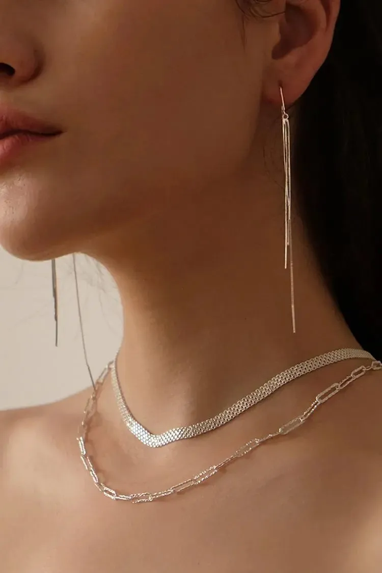 Silver Tassel Drop Earrings
