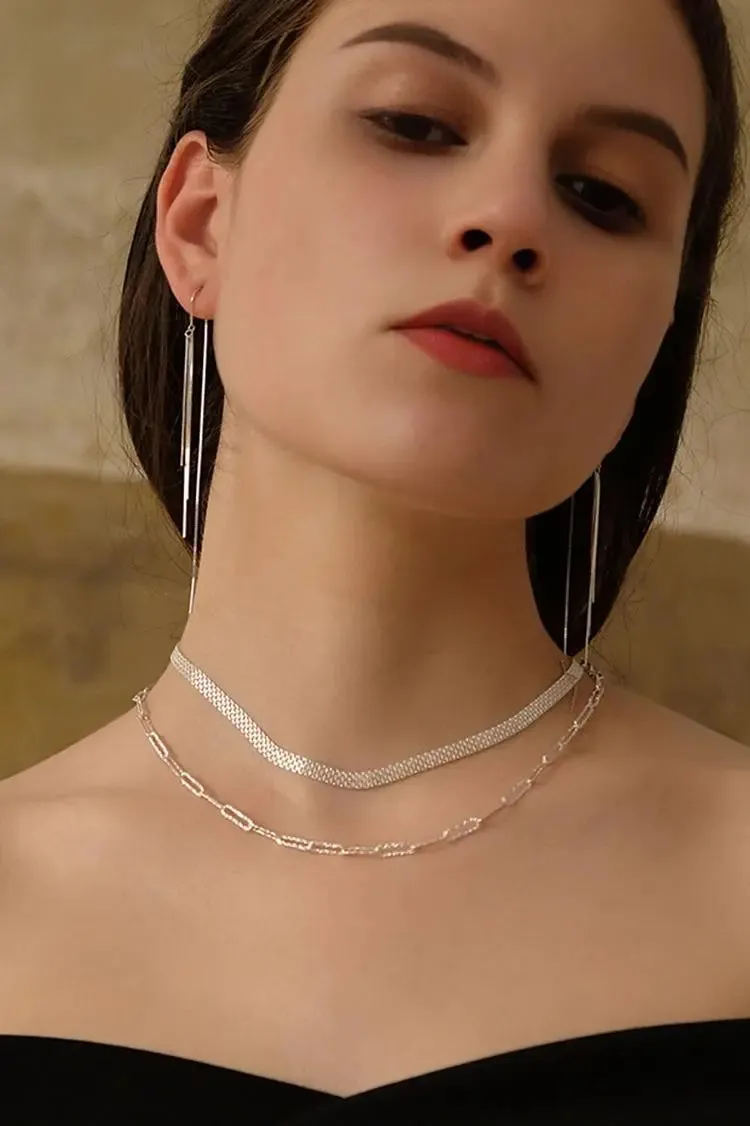 Silver Tassel Drop Earrings