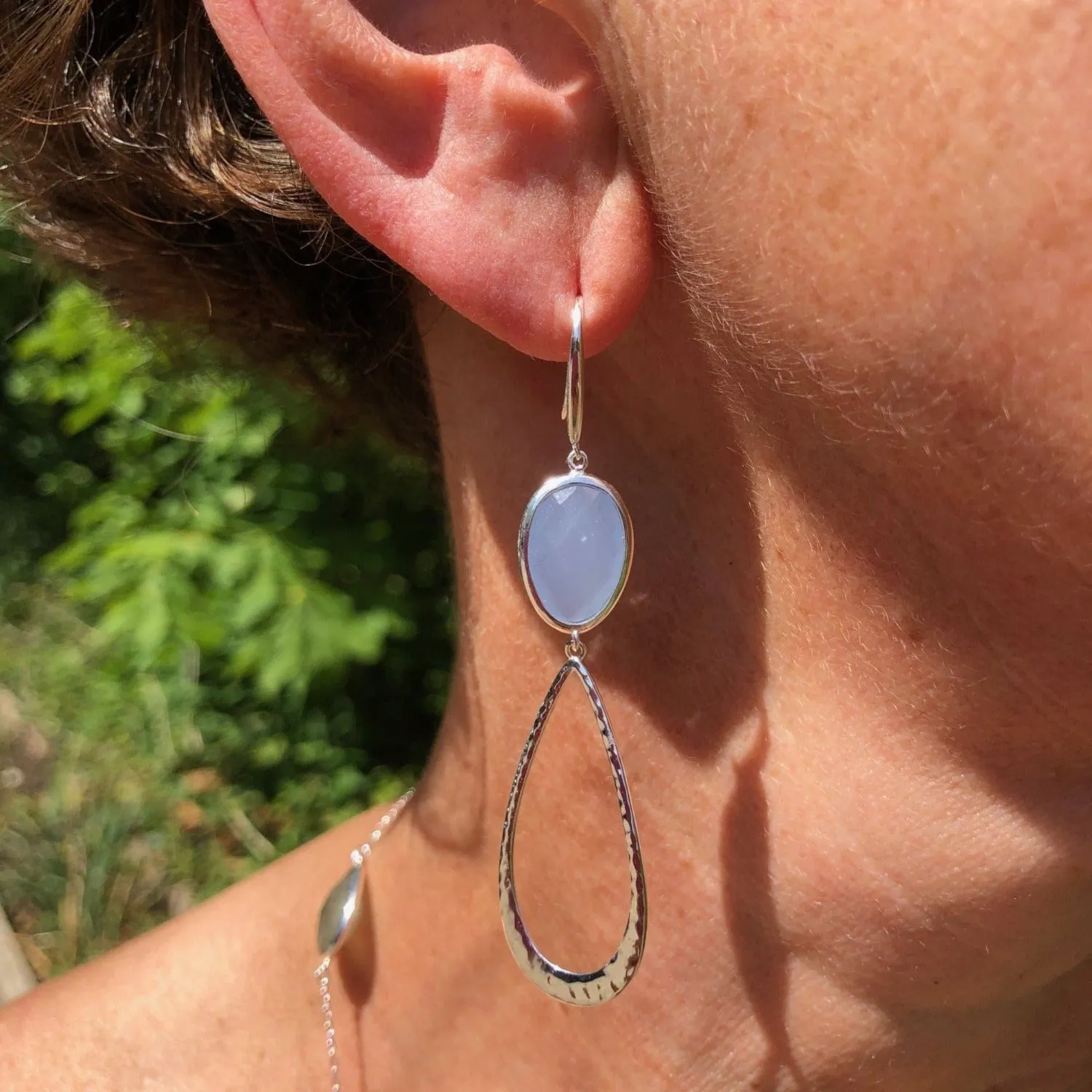 Sterling Silver Candy Stone Drop Earring