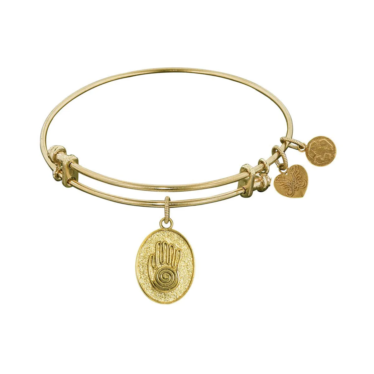 Stipple Finish Brass Hand of Fatima Angelica Bangle Bracelet, 7.25"