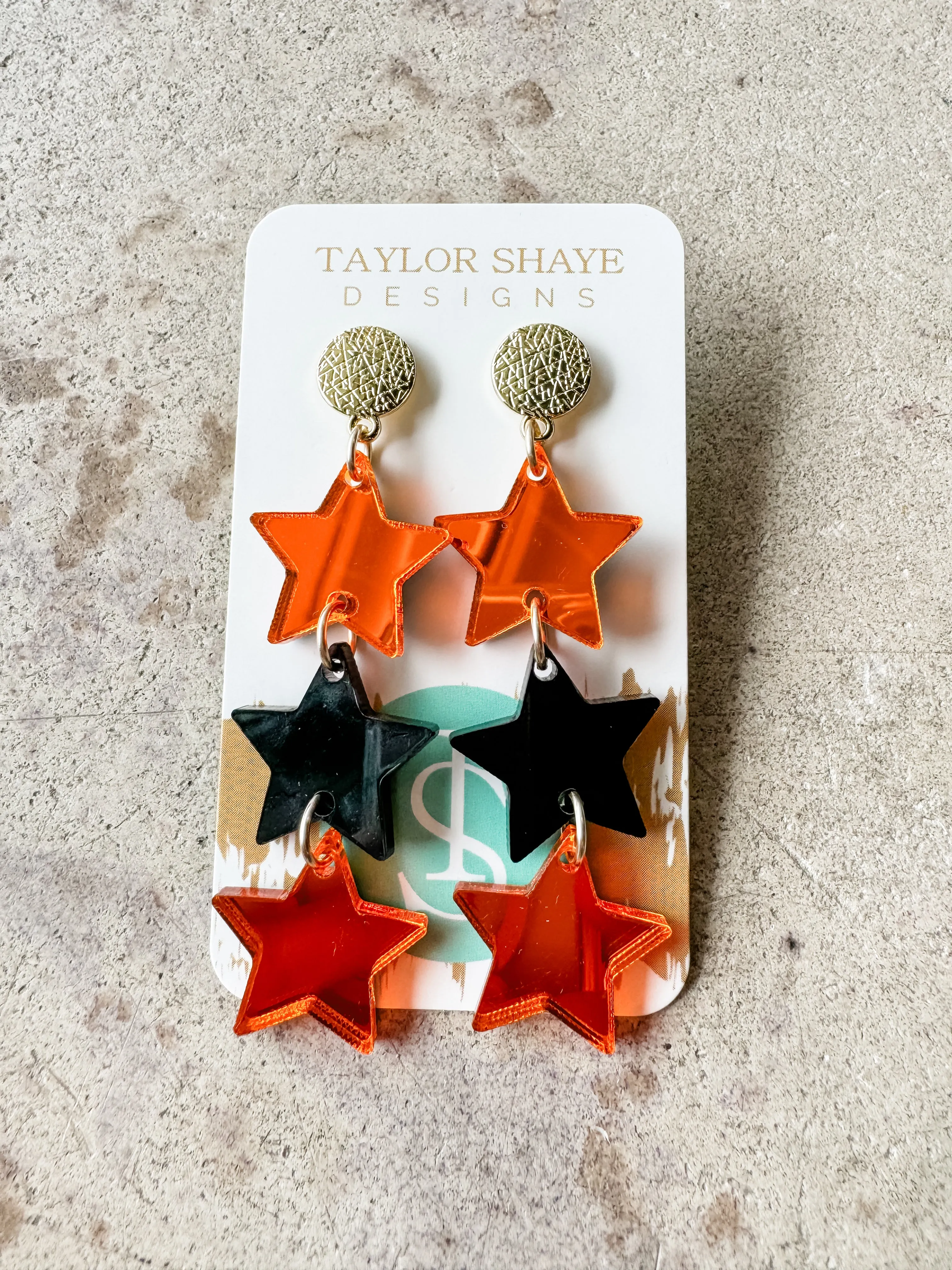 Taylor Shaye Orange and Black Triple Stars