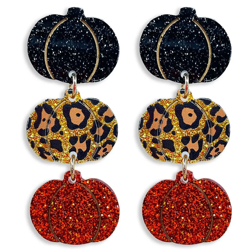 Tiered Acrylic Pumpkin Earrings