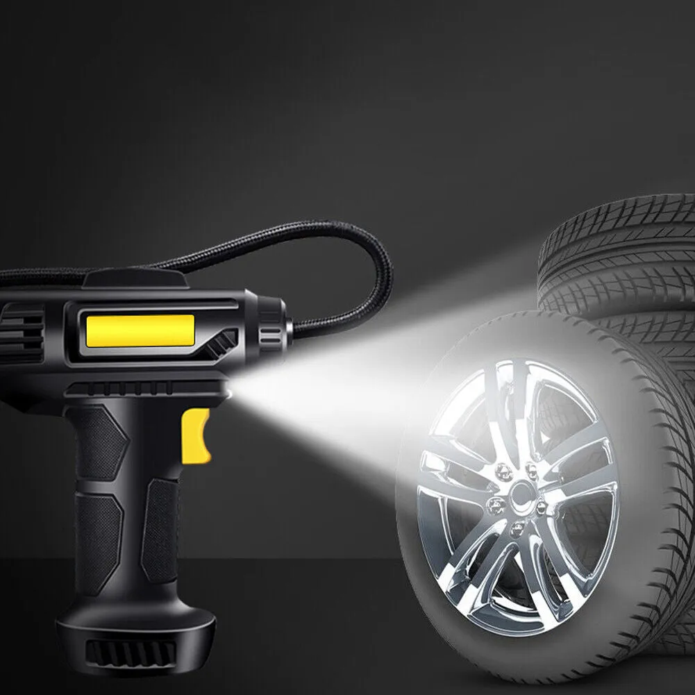 US 150PSI Tire Fast Inflator Air Pump Compressor LED Light for Car Bike Motor