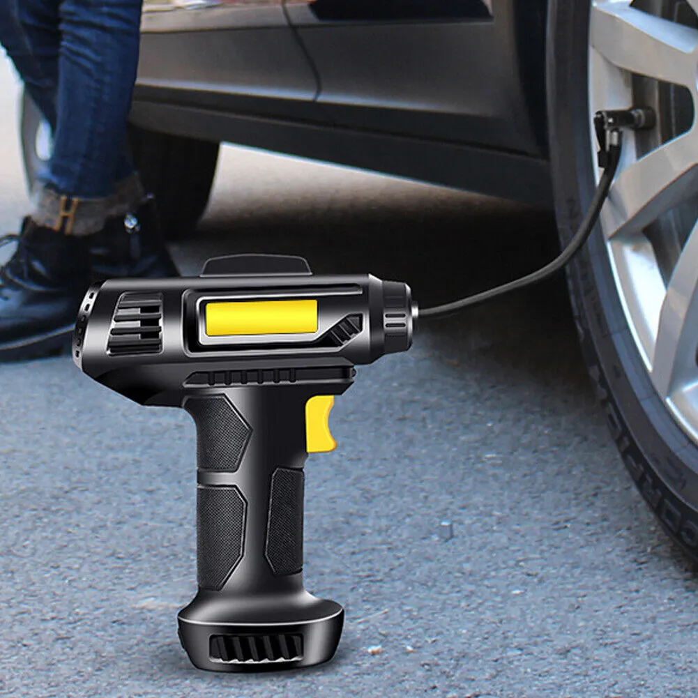US 150PSI Tire Fast Inflator Air Pump Compressor LED Light for Car Bike Motor