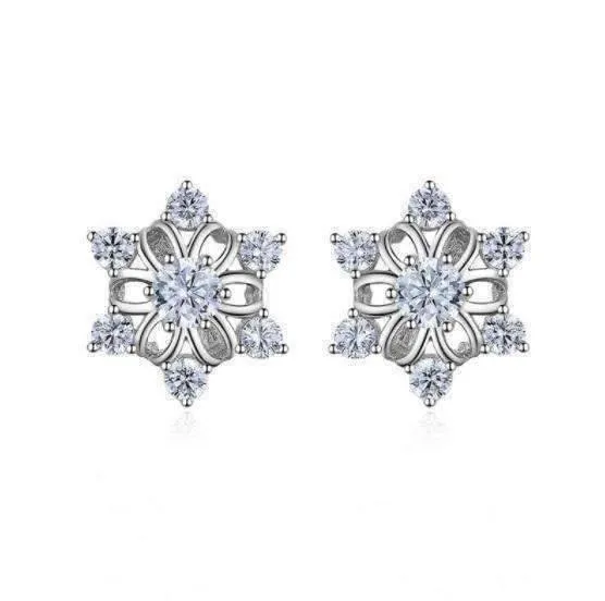 Winter White Austrian Crystal Snowflake Stud Earrings